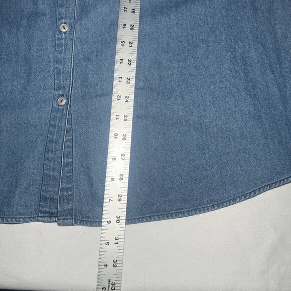 Vintage Basic Edition Women’s Denim Button Up Shirt Size 2X 4th of July USA READ - Picture 8 of 9